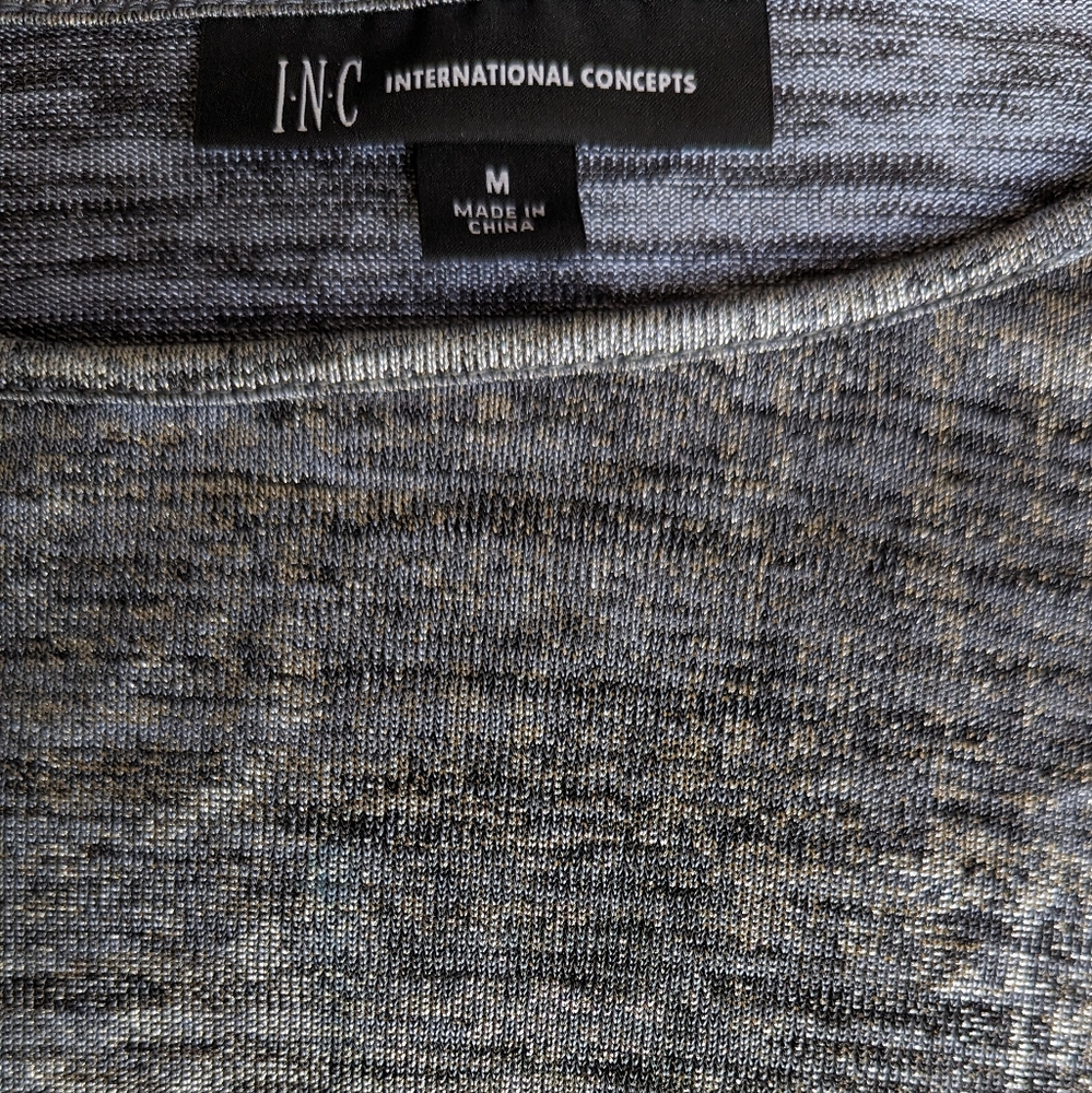 Shimmery blue silver 3/4 sleeve, INC International Concepts top